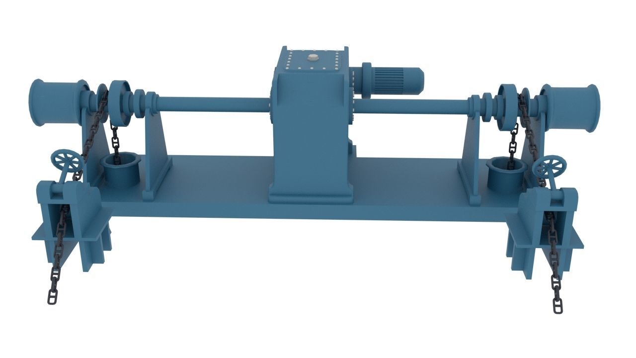 windlass chain pulley Low-poly 3D model_4