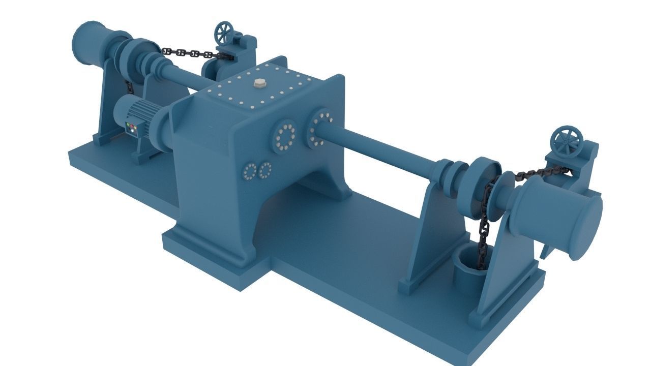 windlass chain pulley Low-poly 3D model_3