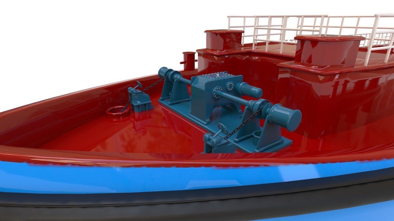 windlass chain pulley Low-poly 3D model_8