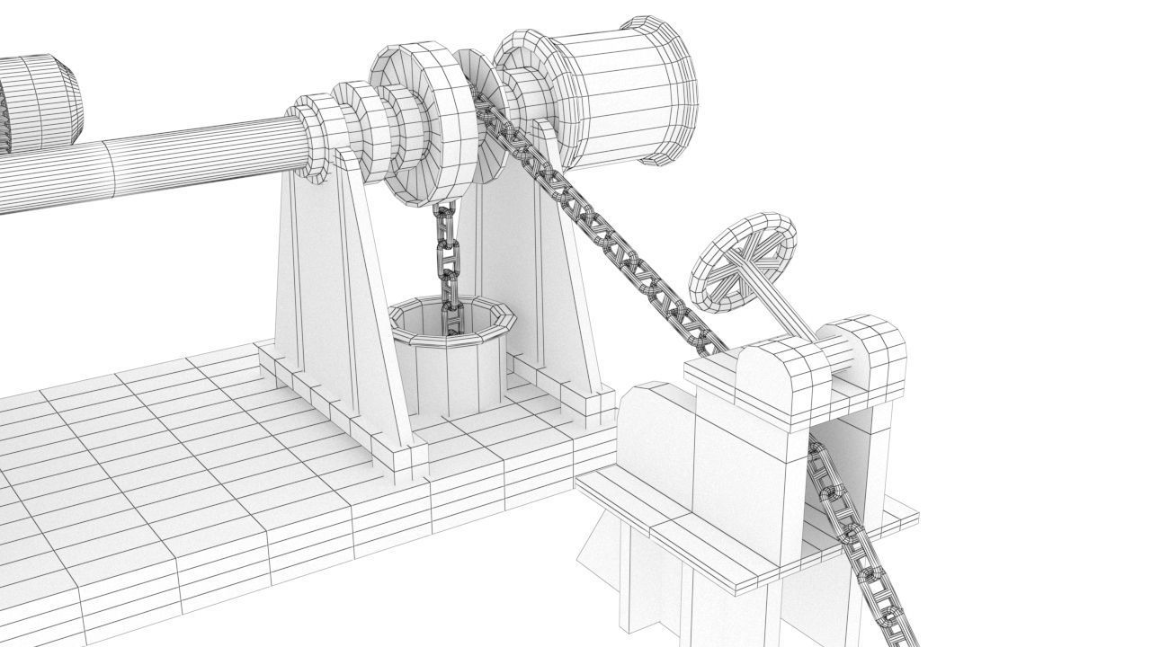 windlass chain pulley Low-poly 3D model_10