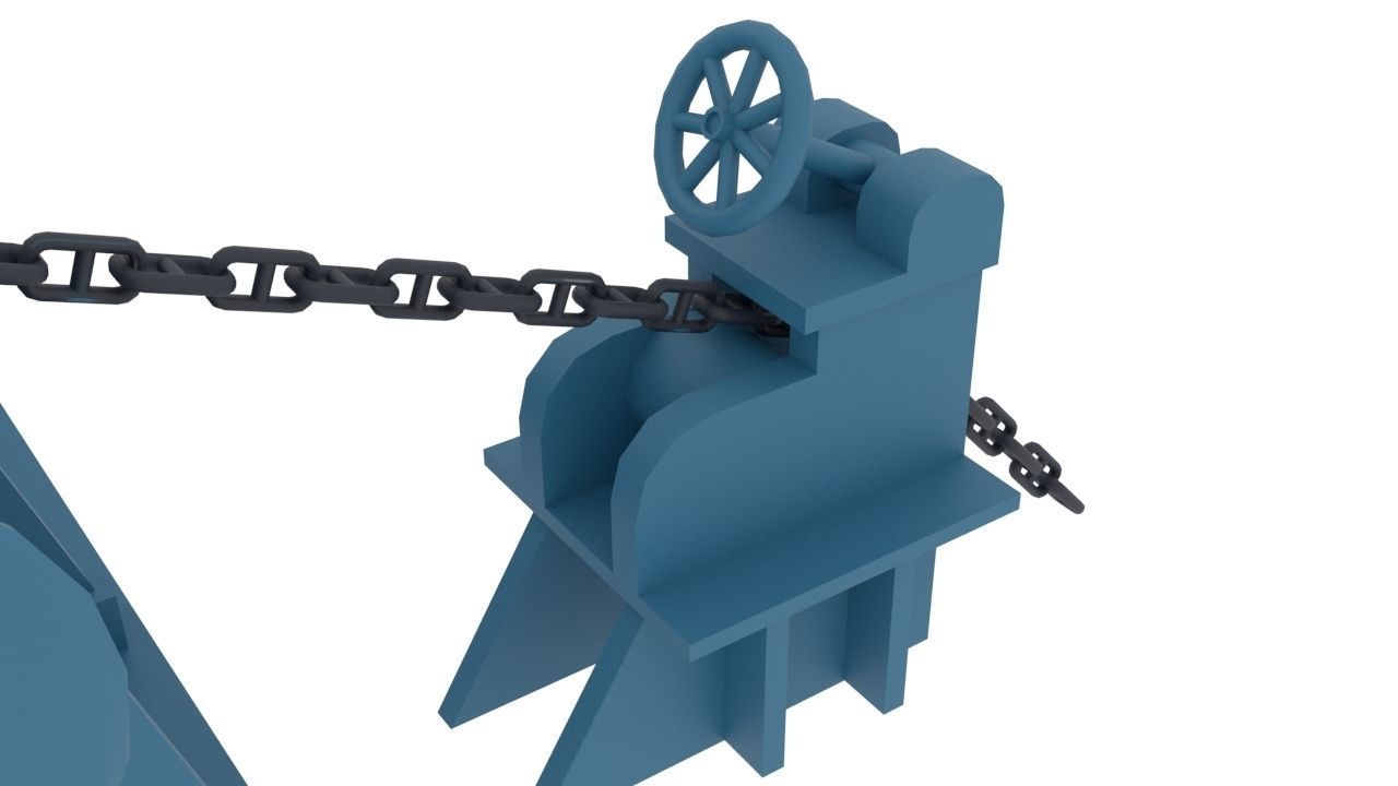 windlass chain pulley Low-poly 3D model_5