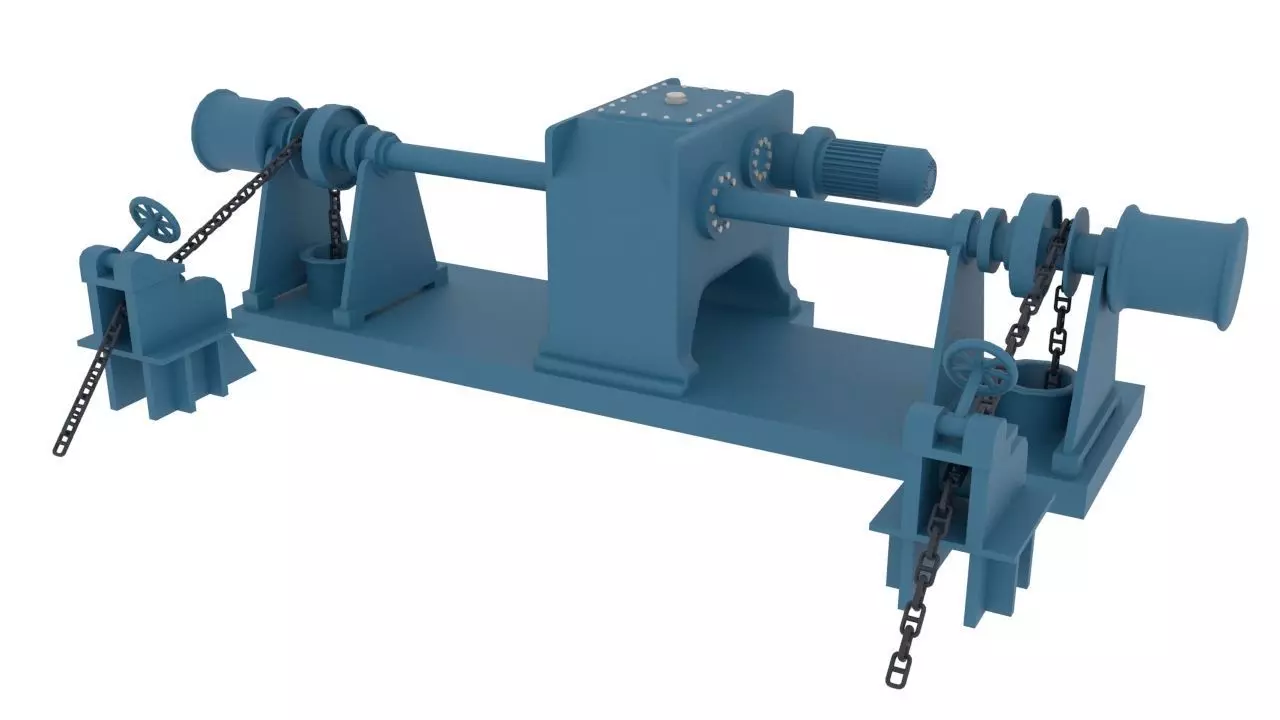 windlass chain pulley Low-poly 3D model_0