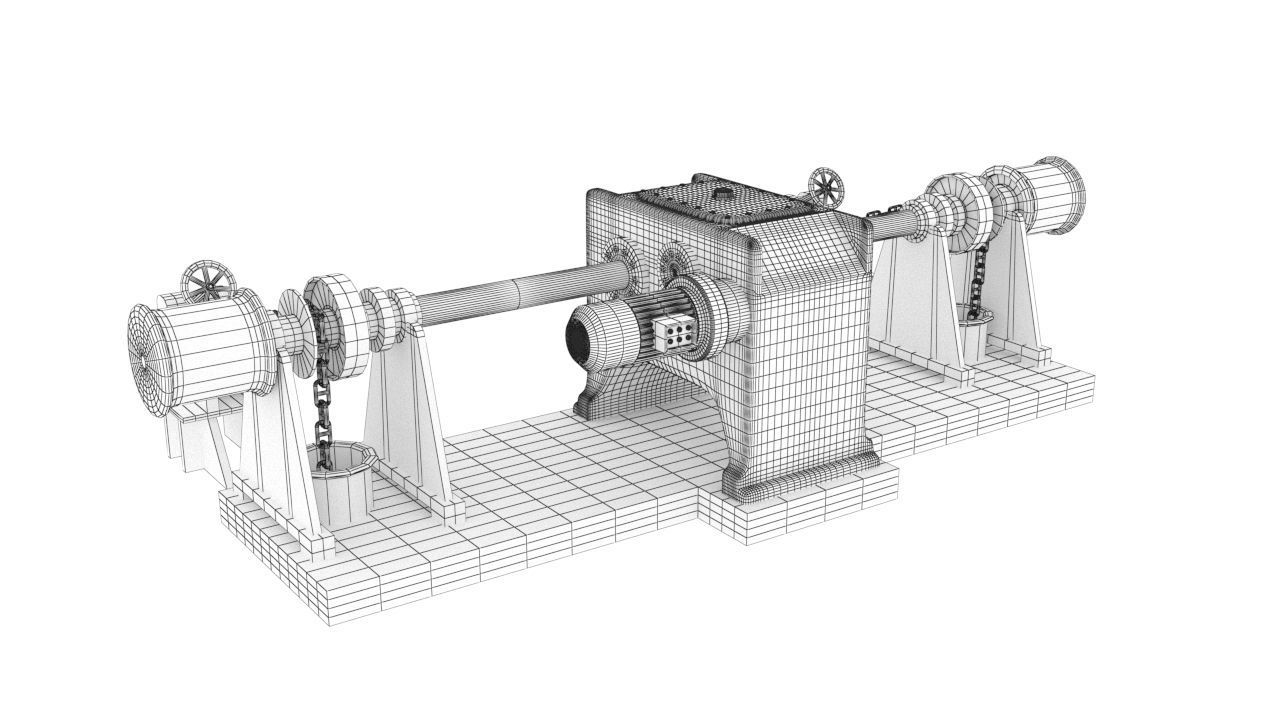 windlass chain pulley Low-poly 3D model_13