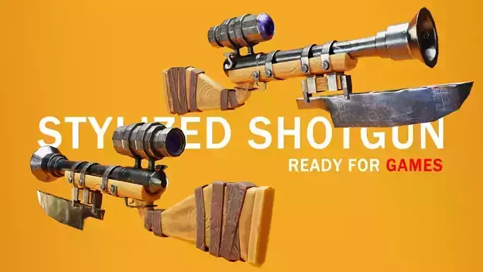 Stylized shotgun for game