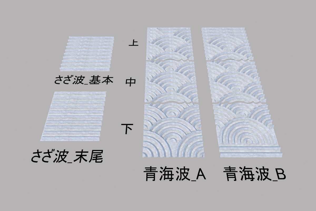 Japanese garden Karesansui pattern Qinghai wave 3D model_1