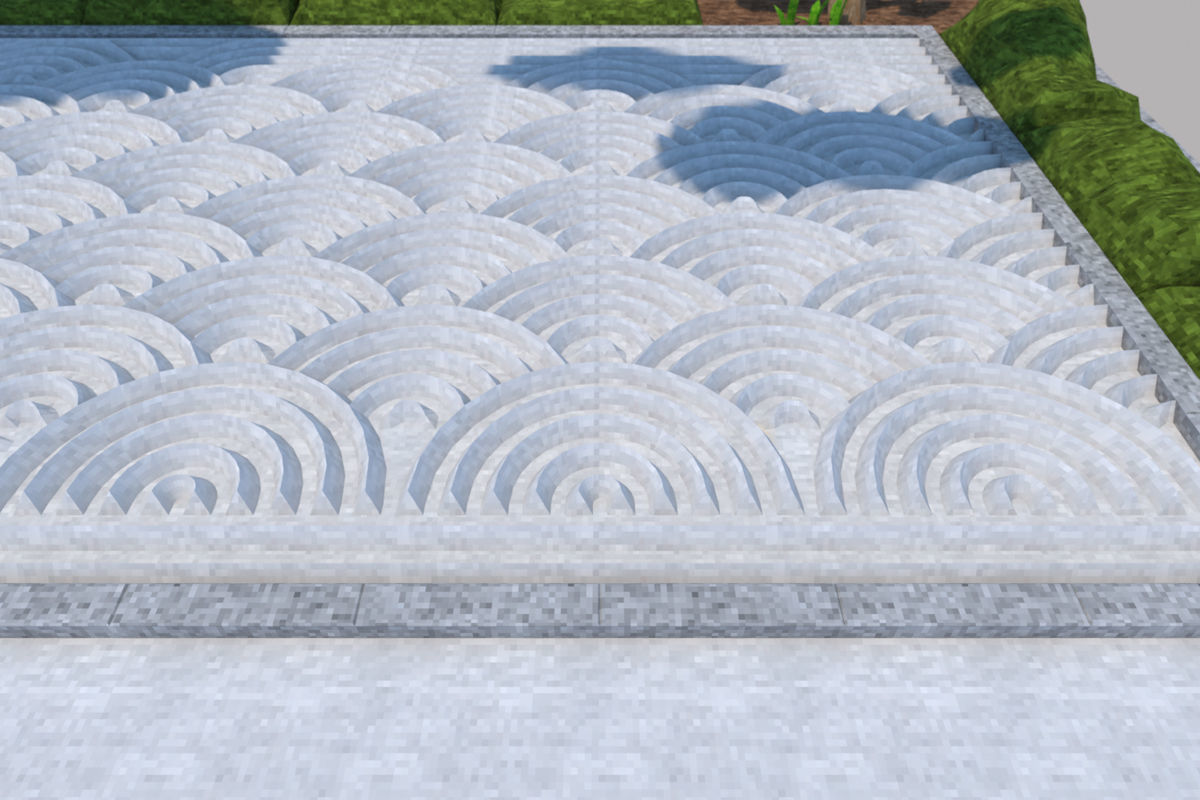 Japanese garden Karesansui pattern Qinghai wave 3D model_3