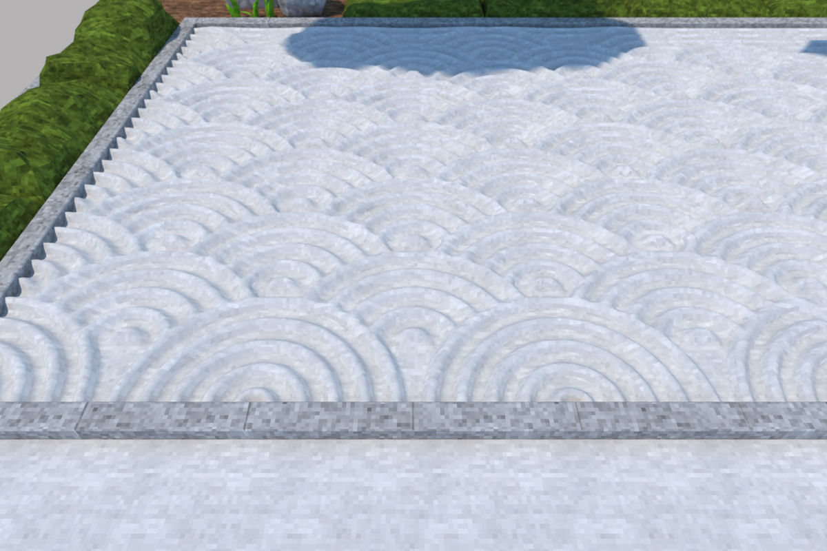 Japanese garden Karesansui pattern Qinghai wave 3D model_4