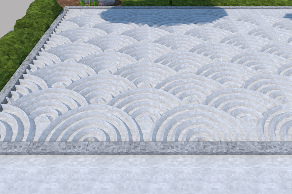 Japanese garden Karesansui pattern Qinghai wave 3D model_2