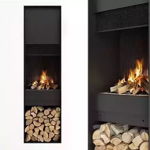 Fireplace modern with logs