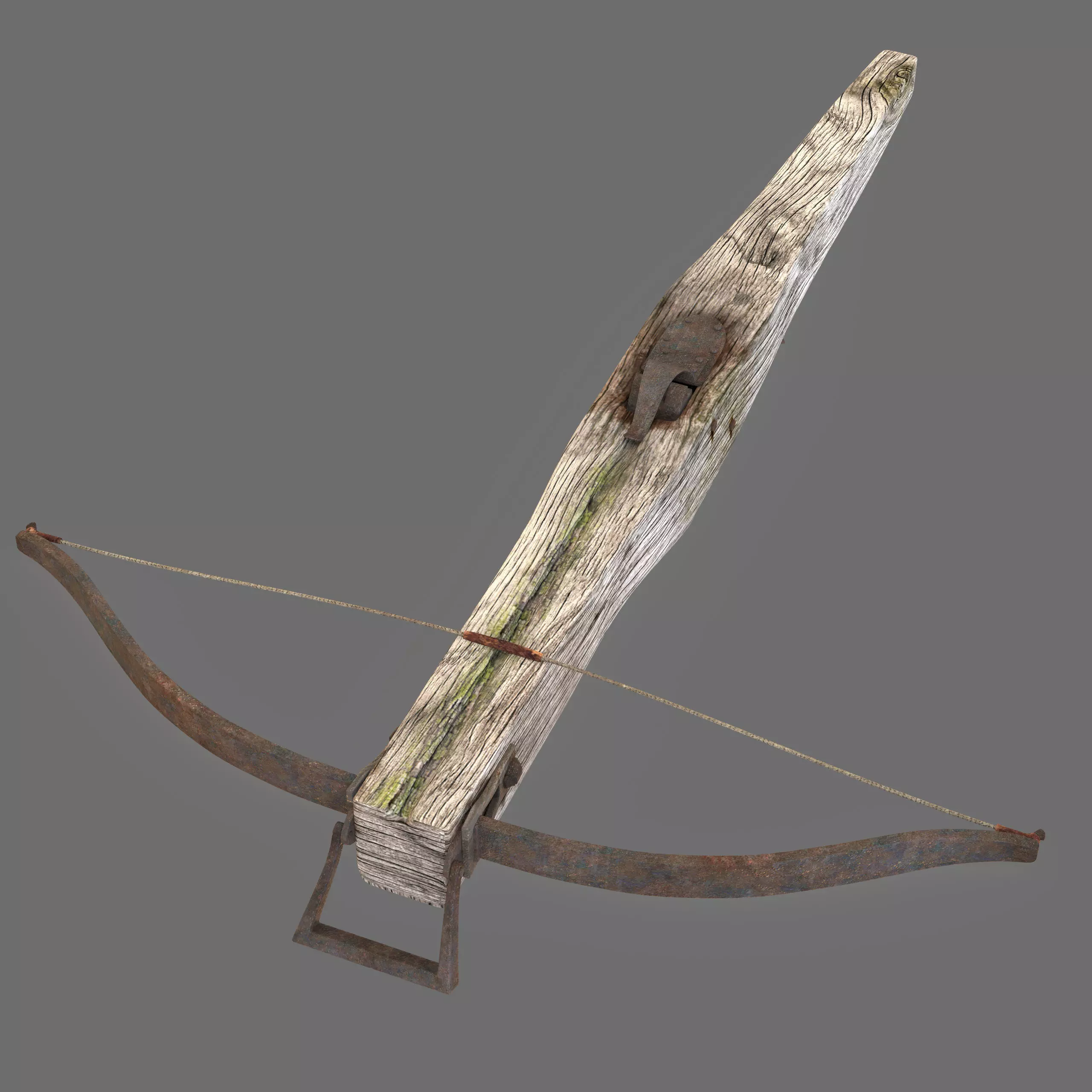 Old Medieval Crosbow Low-poly 3D model_0