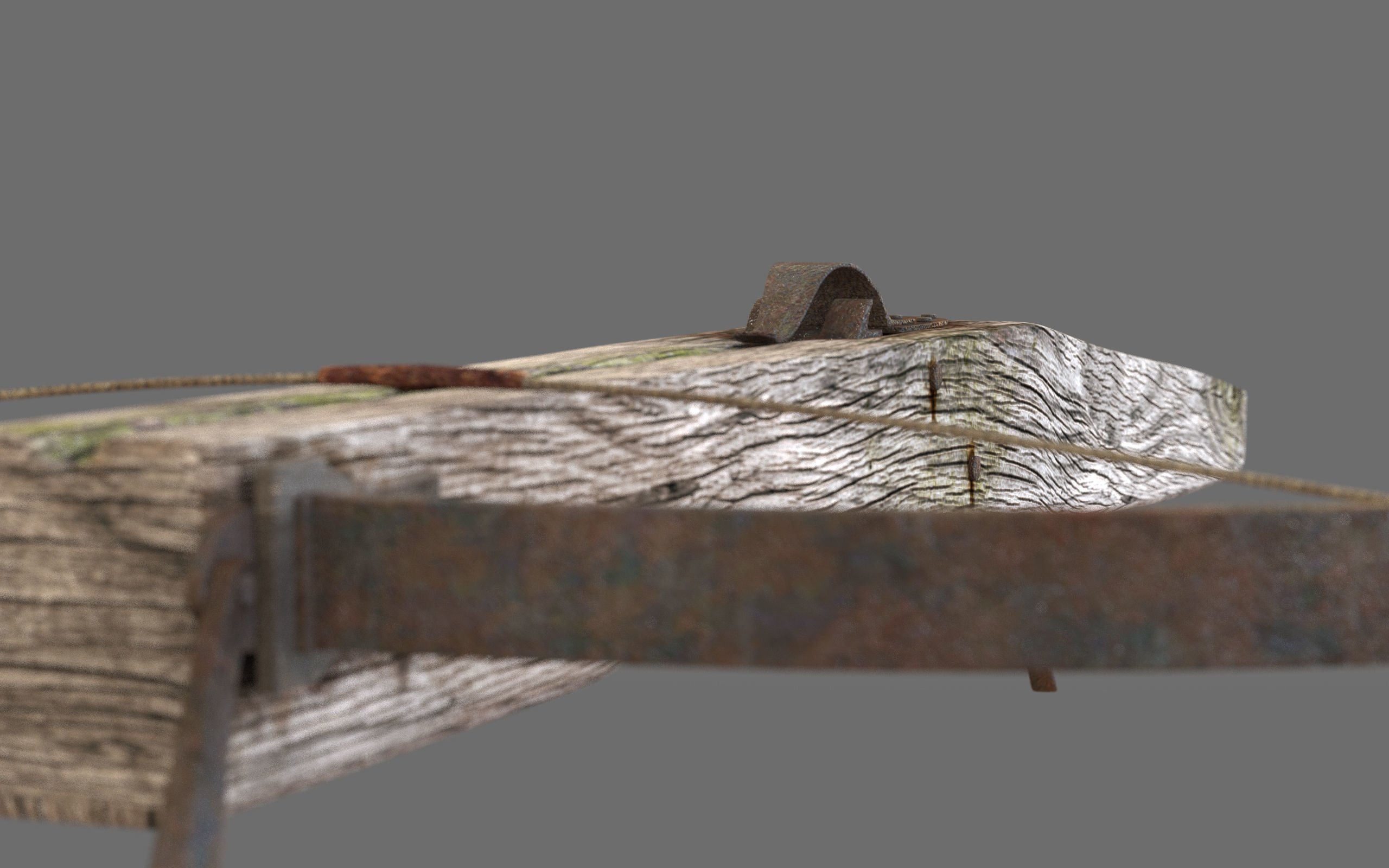 Old Medieval Crosbow Low-poly 3D model_12