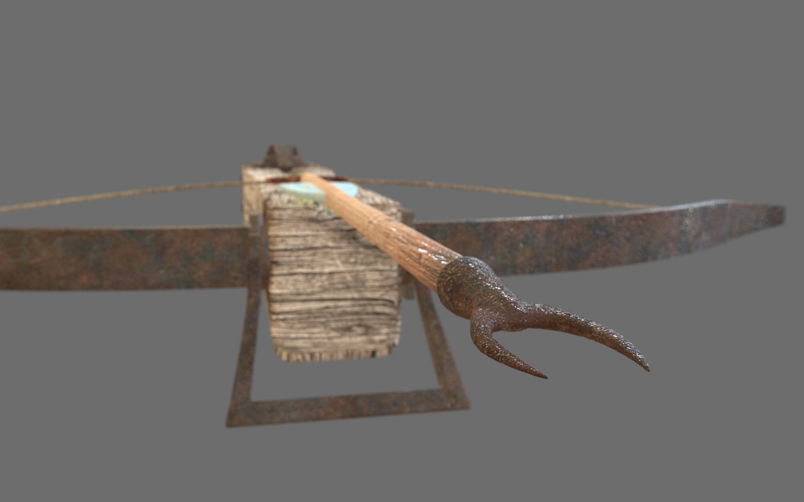 Old Medieval Crosbow Low-poly 3D model_11