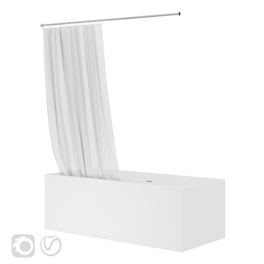 Shower curtain and bathtub Knief shape 70 3D model_5
