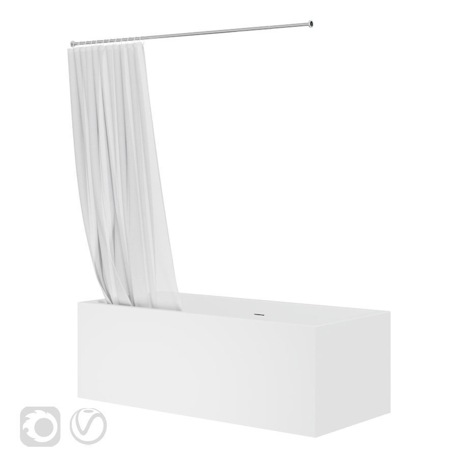 Shower curtain and bathtub Knief shape 70 3D model_6