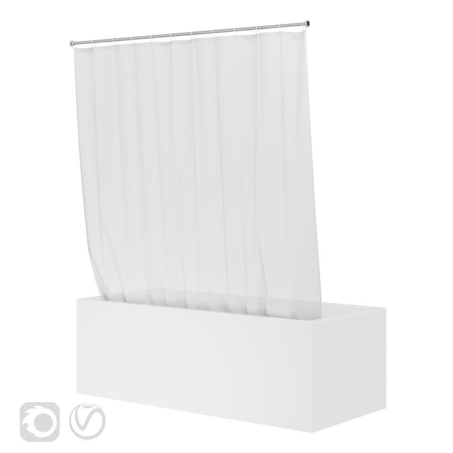 Shower curtain and bathtub Knief shape 70 3D model_3