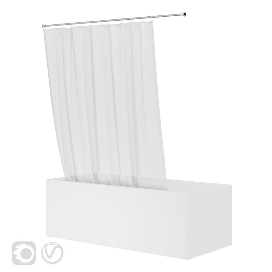 Shower curtain and bathtub Knief shape 70 3D model_4