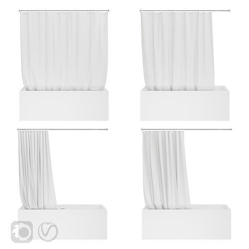 Shower curtain and bathtub Knief shape 70 3D model
