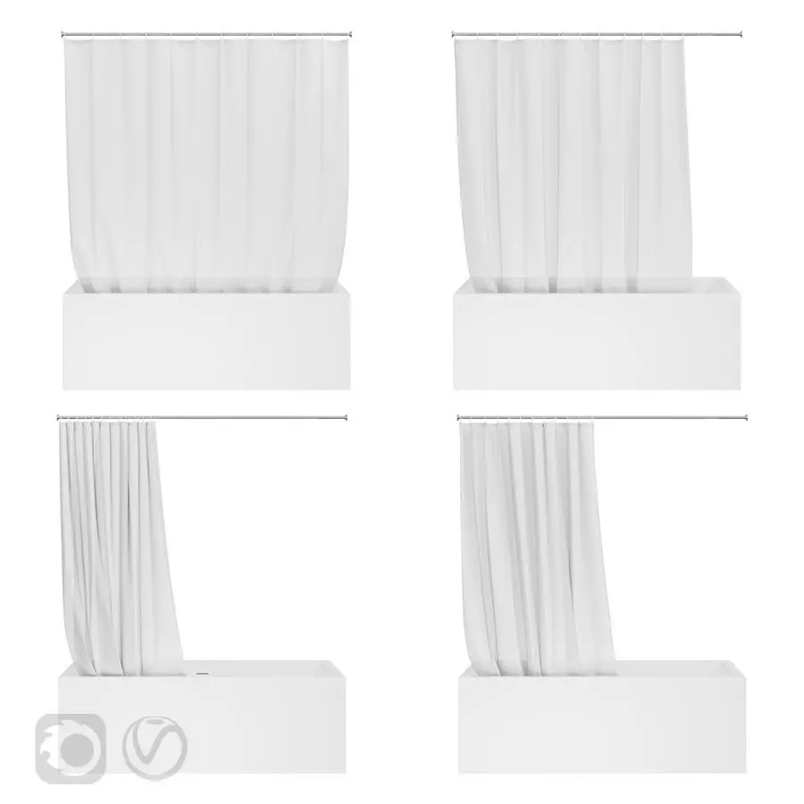 Shower curtain and bathtub Knief shape 70 3D model_0