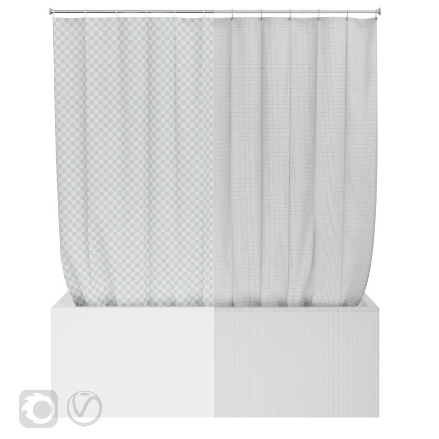 Shower curtain and bathtub Knief shape 70 3D model_7