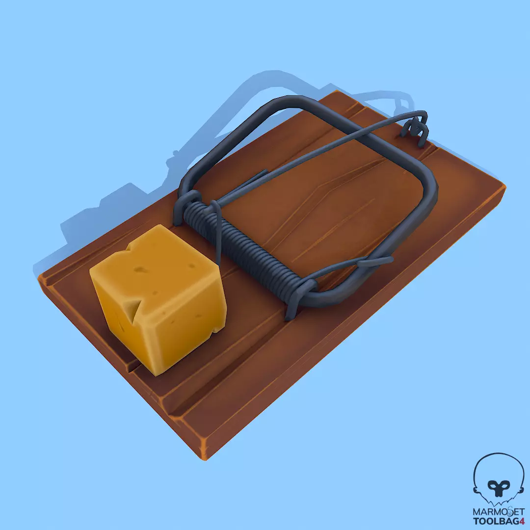Stylized Mouse Trap Low-poly 3D model_0