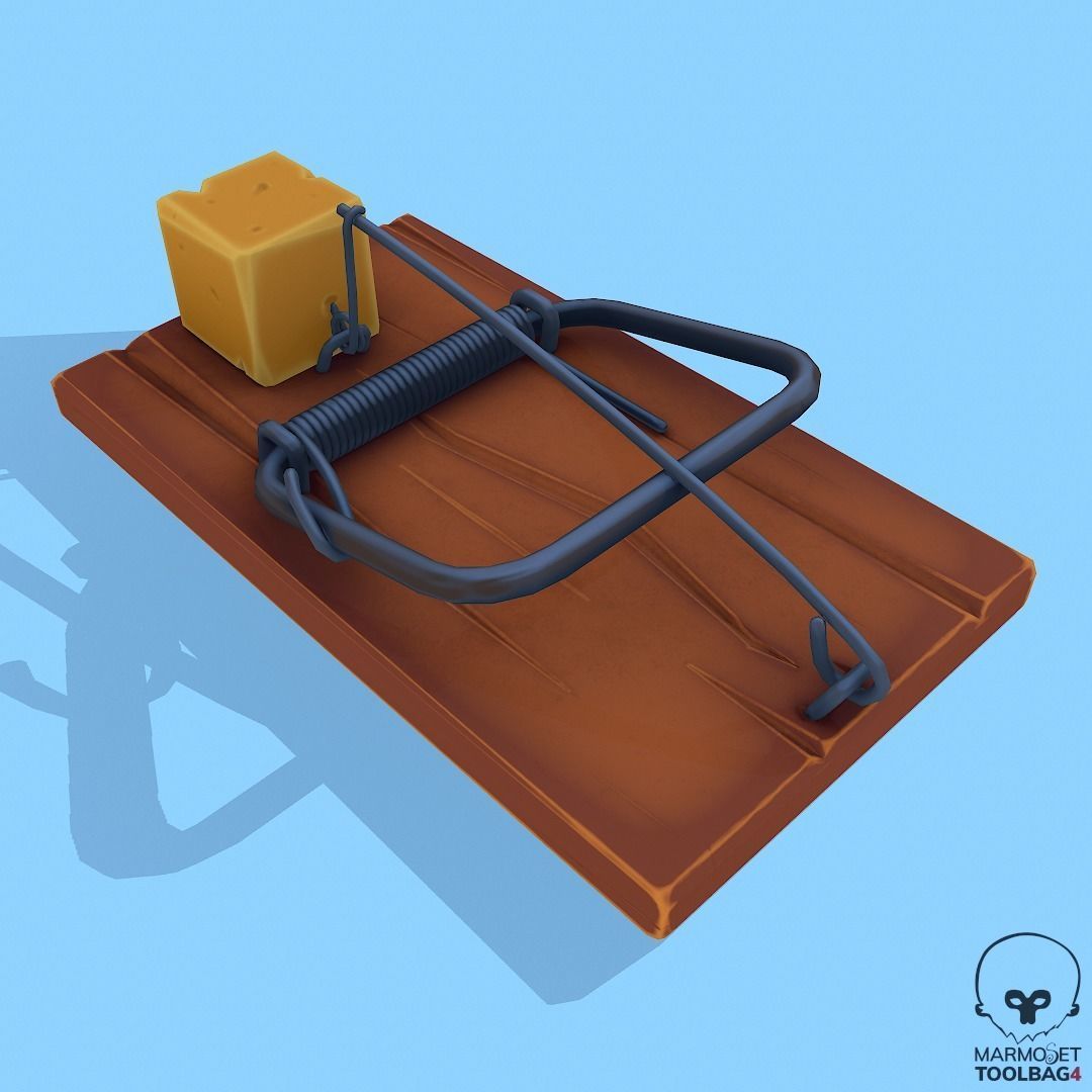 Stylized Mouse Trap Low-poly 3D model_3