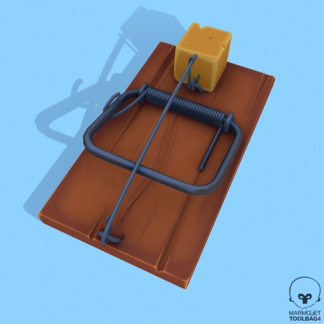 Stylized Mouse Trap Low-poly 3D model_2