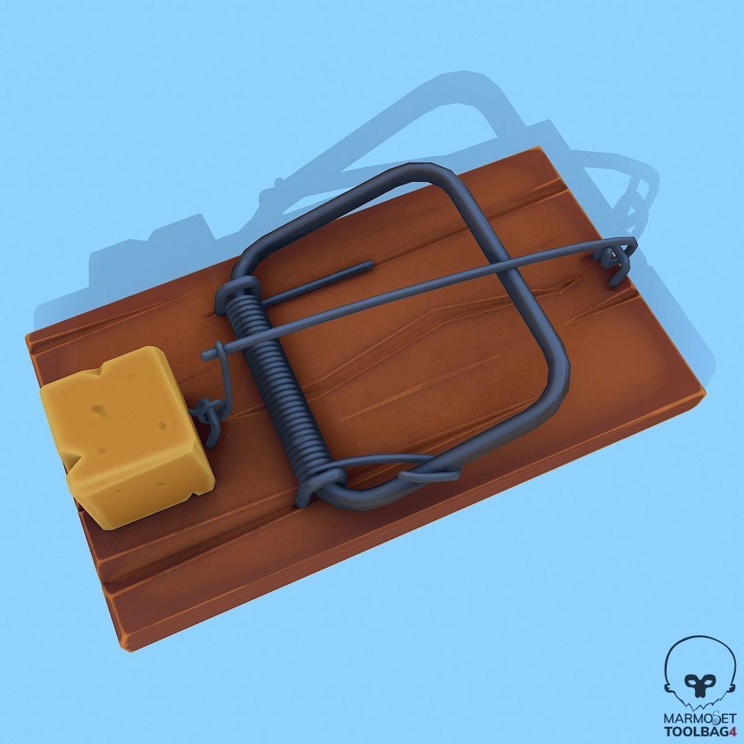 Stylized Mouse Trap Low-poly 3D model_4