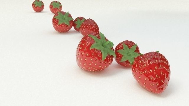 realistic strawberry Low-poly 3D model_8
