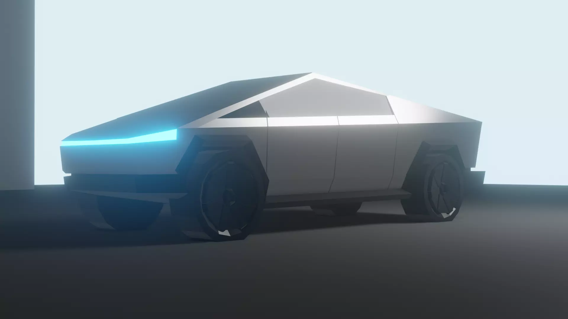 Cybertruck futuristic vehicle Low-poly 3D model_0