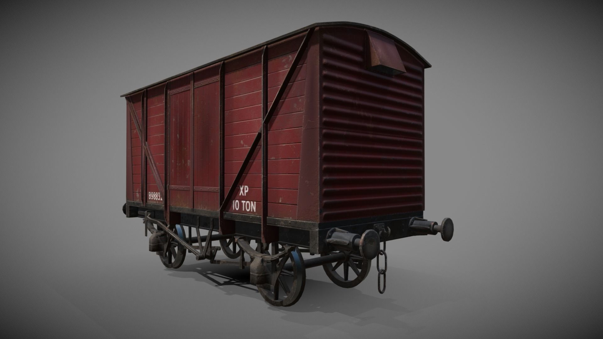 Covered Car Wagon Low-poly 3D model_11