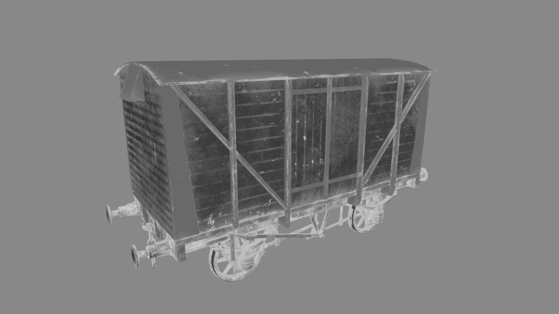Covered Car Wagon Low-poly 3D model_15