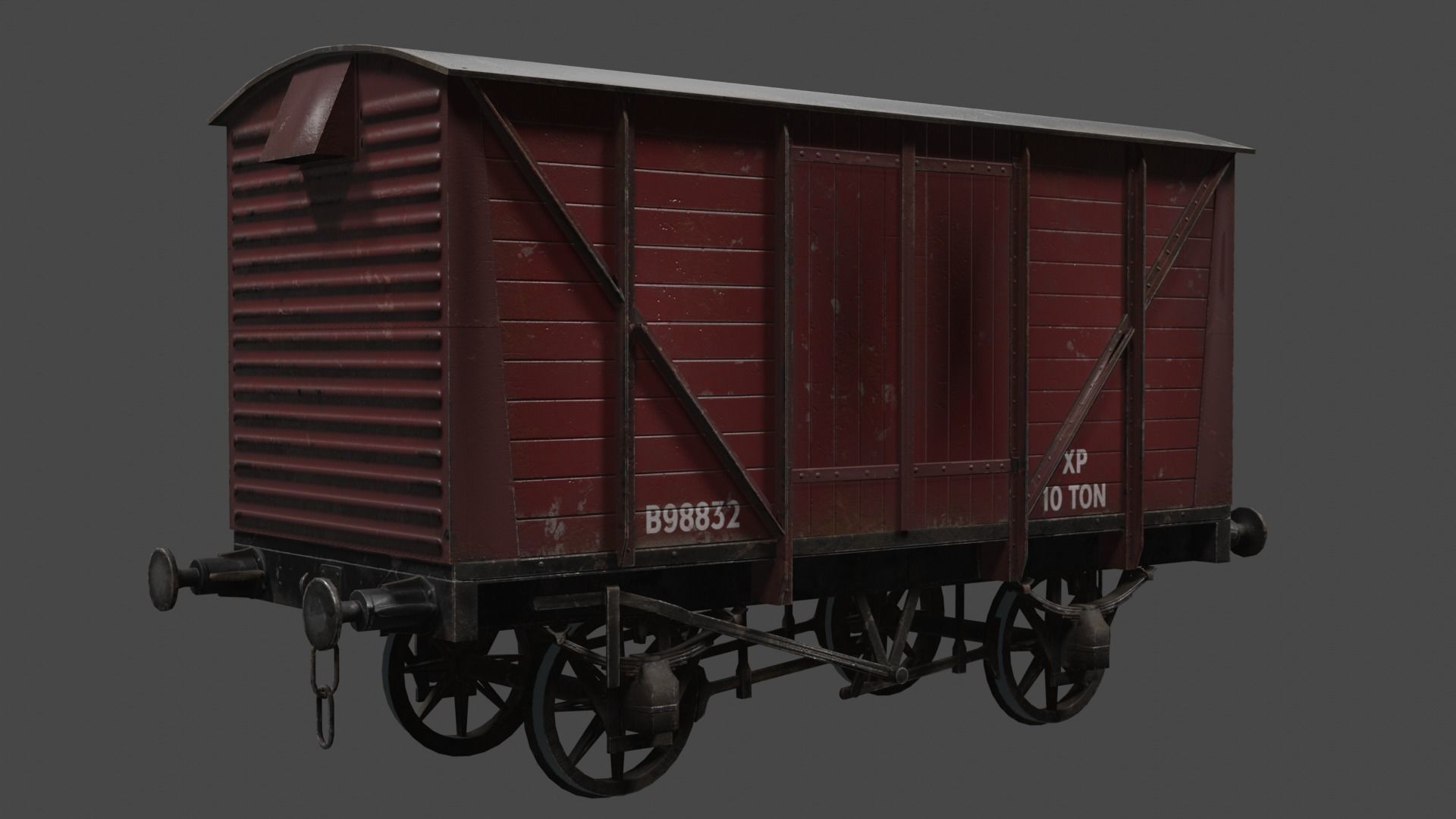 Covered Car Wagon Low-poly 3D model_5