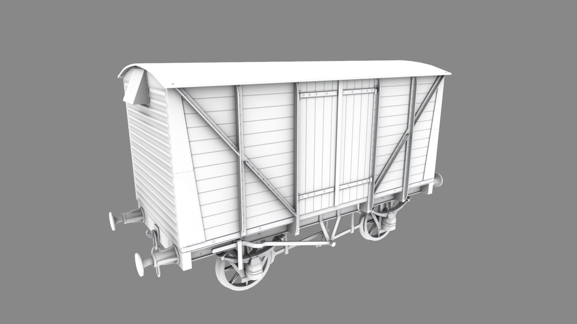 Covered Car Wagon Low-poly 3D model_14