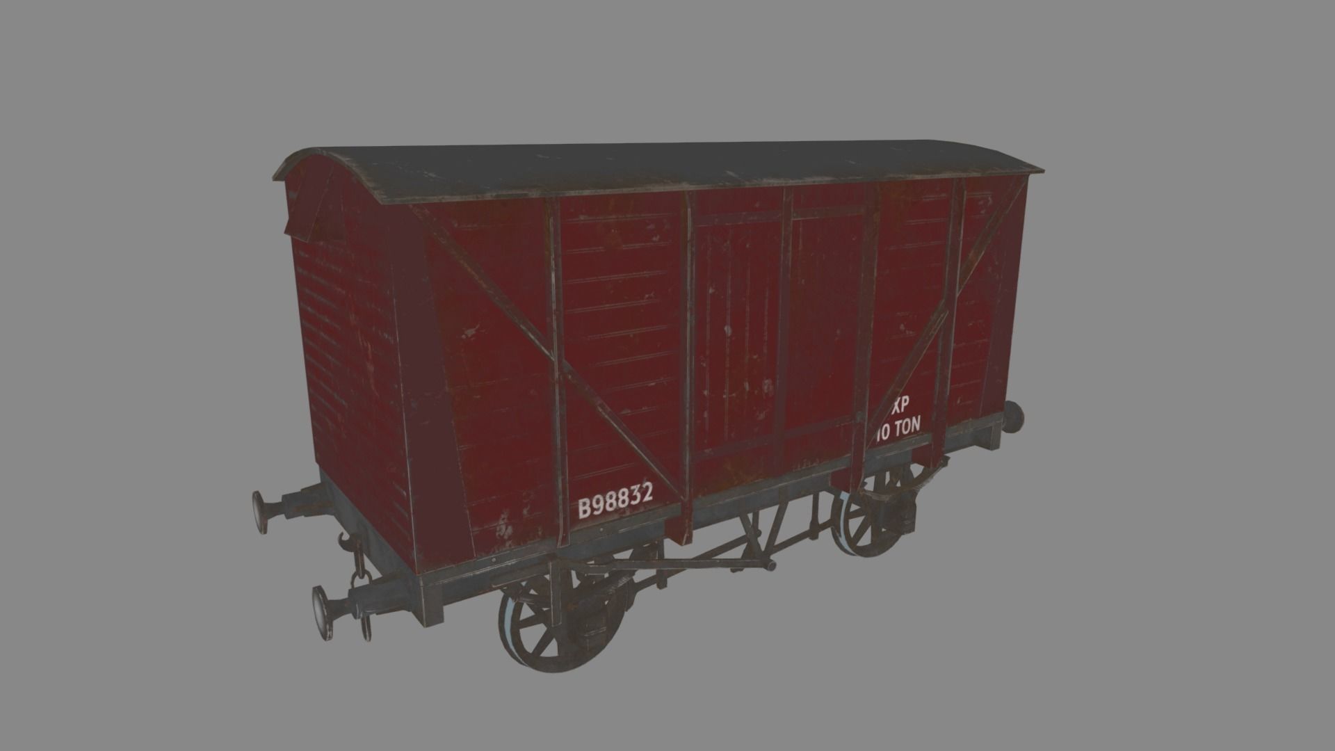 Covered Car Wagon Low-poly 3D model_16