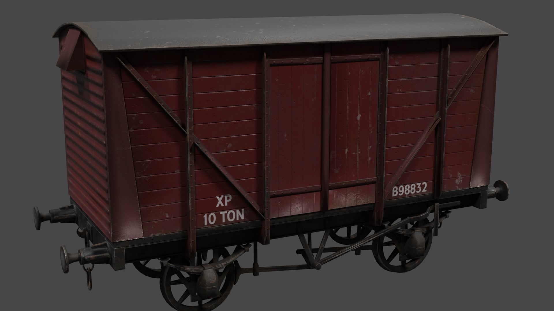 Covered Car Wagon Low-poly 3D model_13