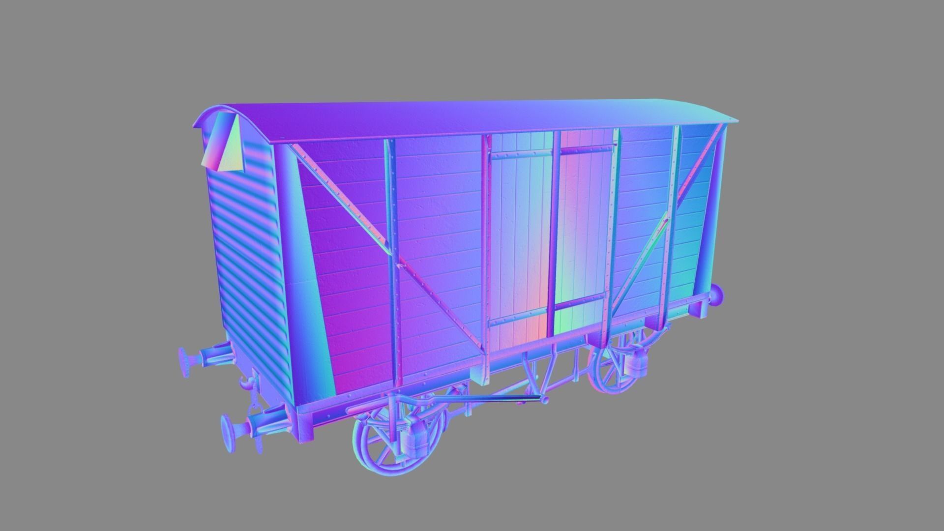 Covered Car Wagon Low-poly 3D model_19