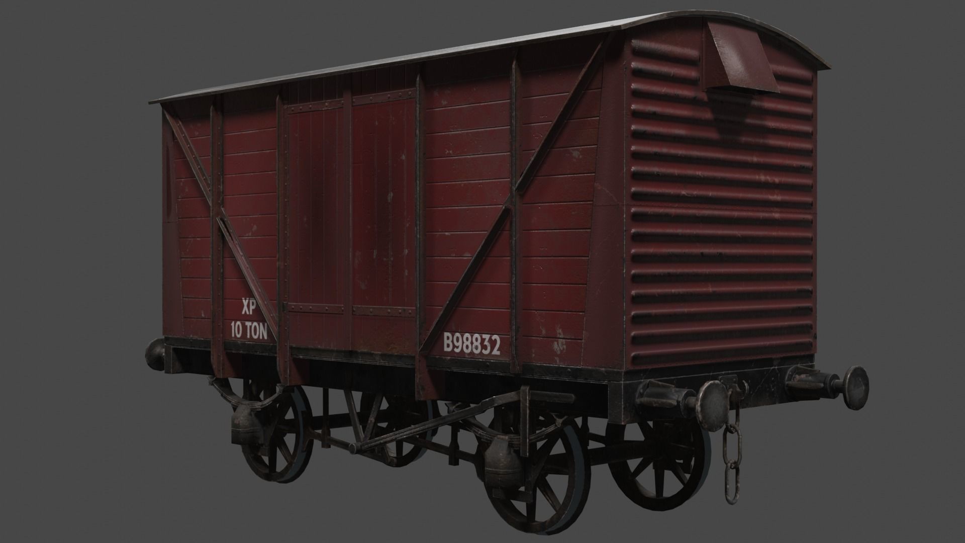 Covered Car Wagon Low-poly 3D model_8