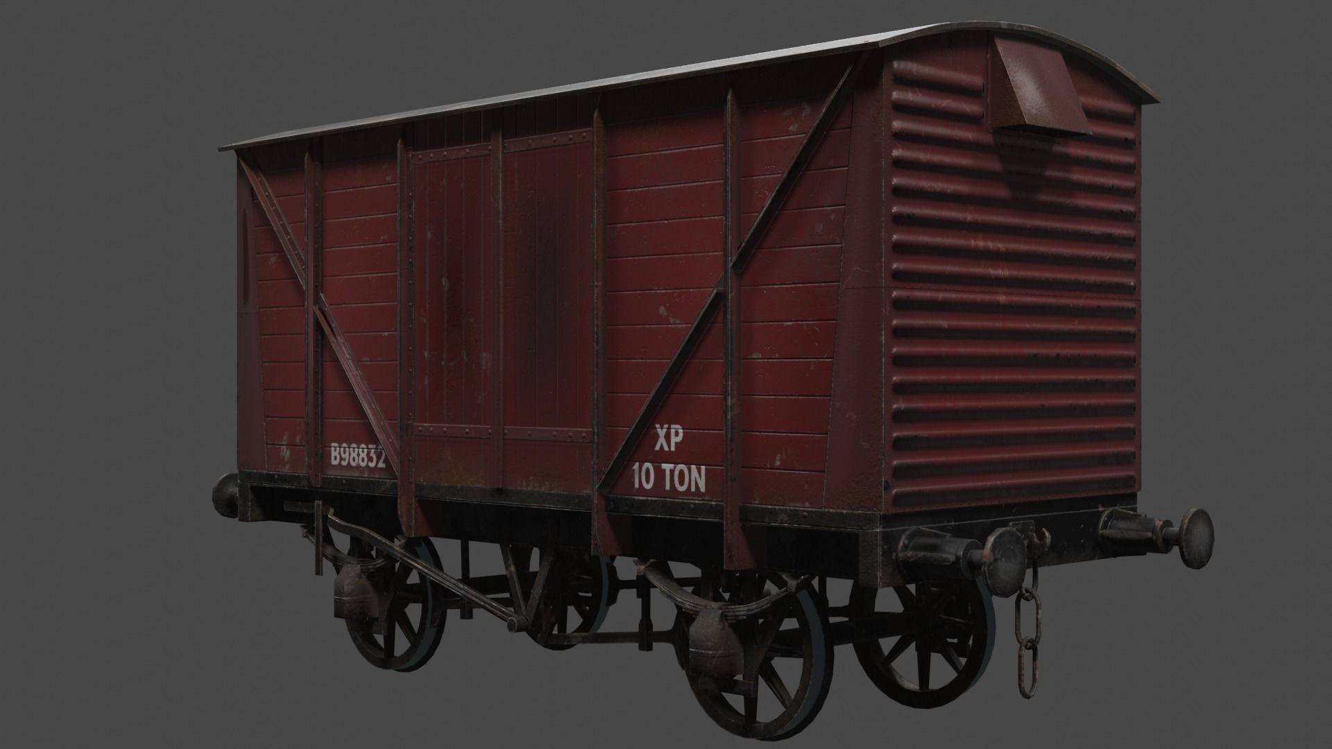 Covered Car Wagon Low-poly 3D model_3
