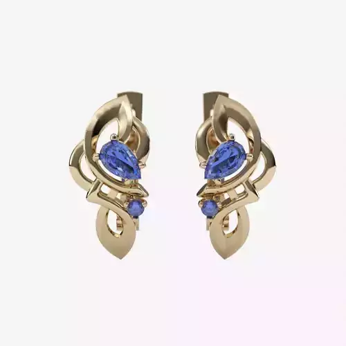 Women earrings with gems CAD 3dm stl