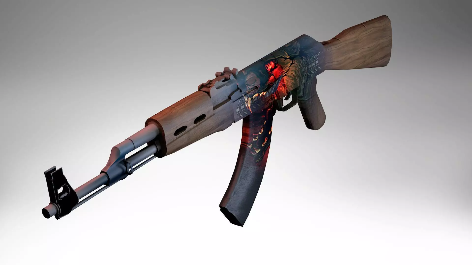 AK-47 low poly 3d model rifle Low-poly 3D model_0