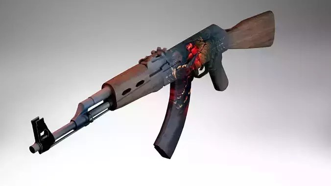 AK-47 low poly 3d model rifle Low-poly 3D model