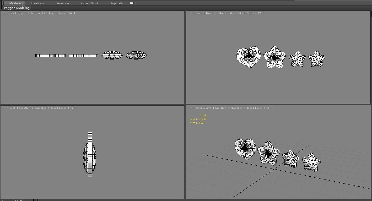 Cartoon love  heart - five-pointed star Low-poly 3D model_5