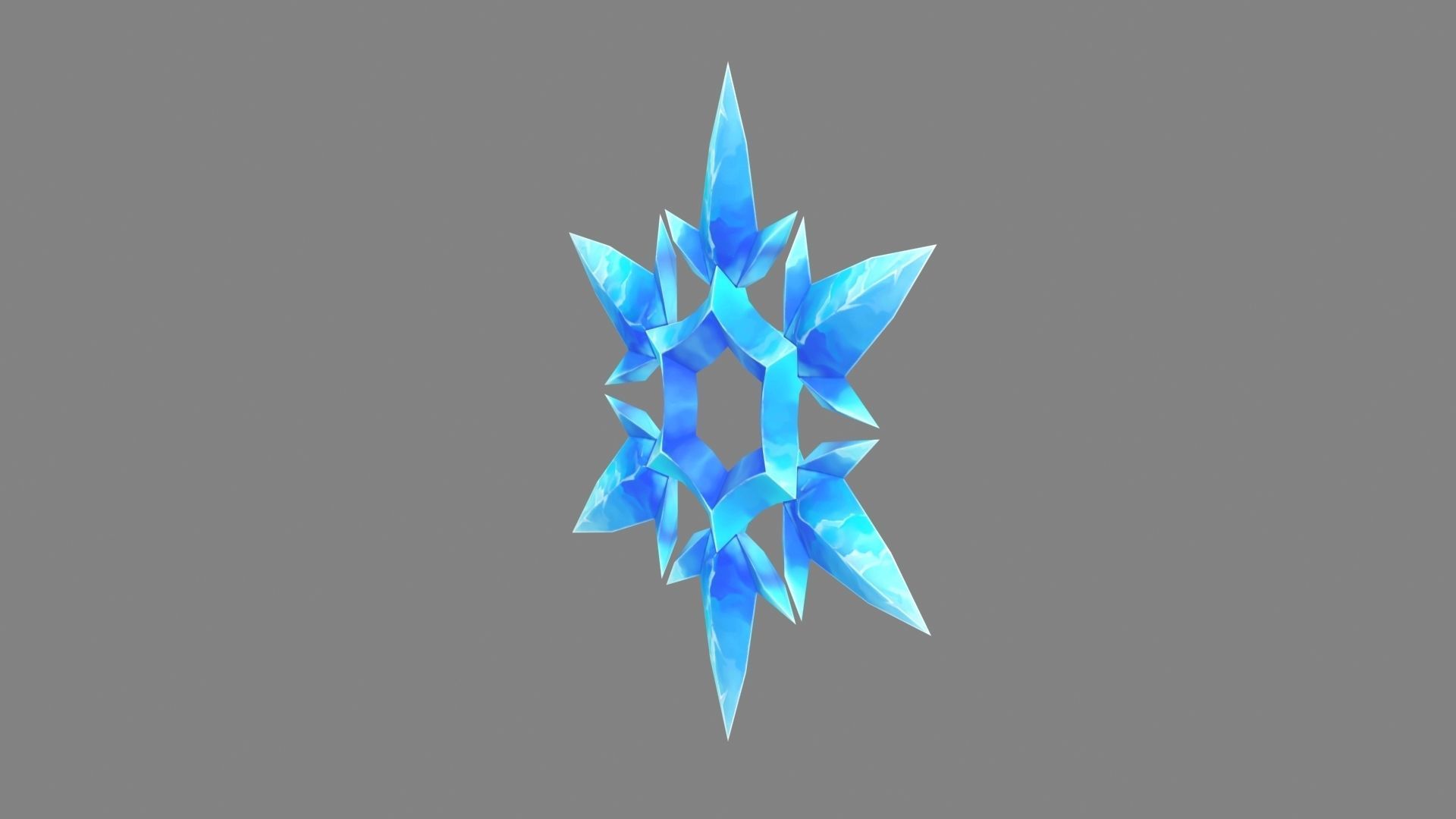 Cartoon snowflake icon Low-poly 3D model_1