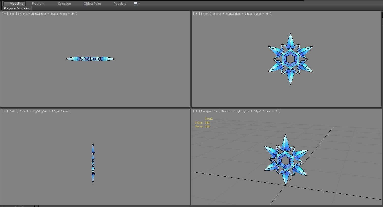 Cartoon snowflake icon Low-poly 3D model_4