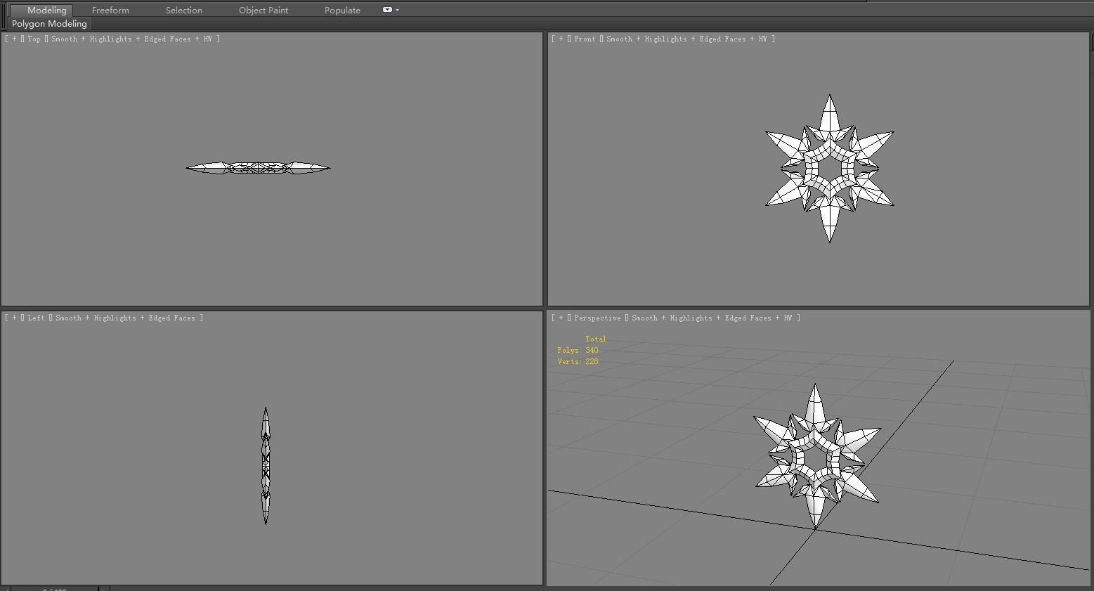 Cartoon snowflake icon Low-poly 3D model_5
