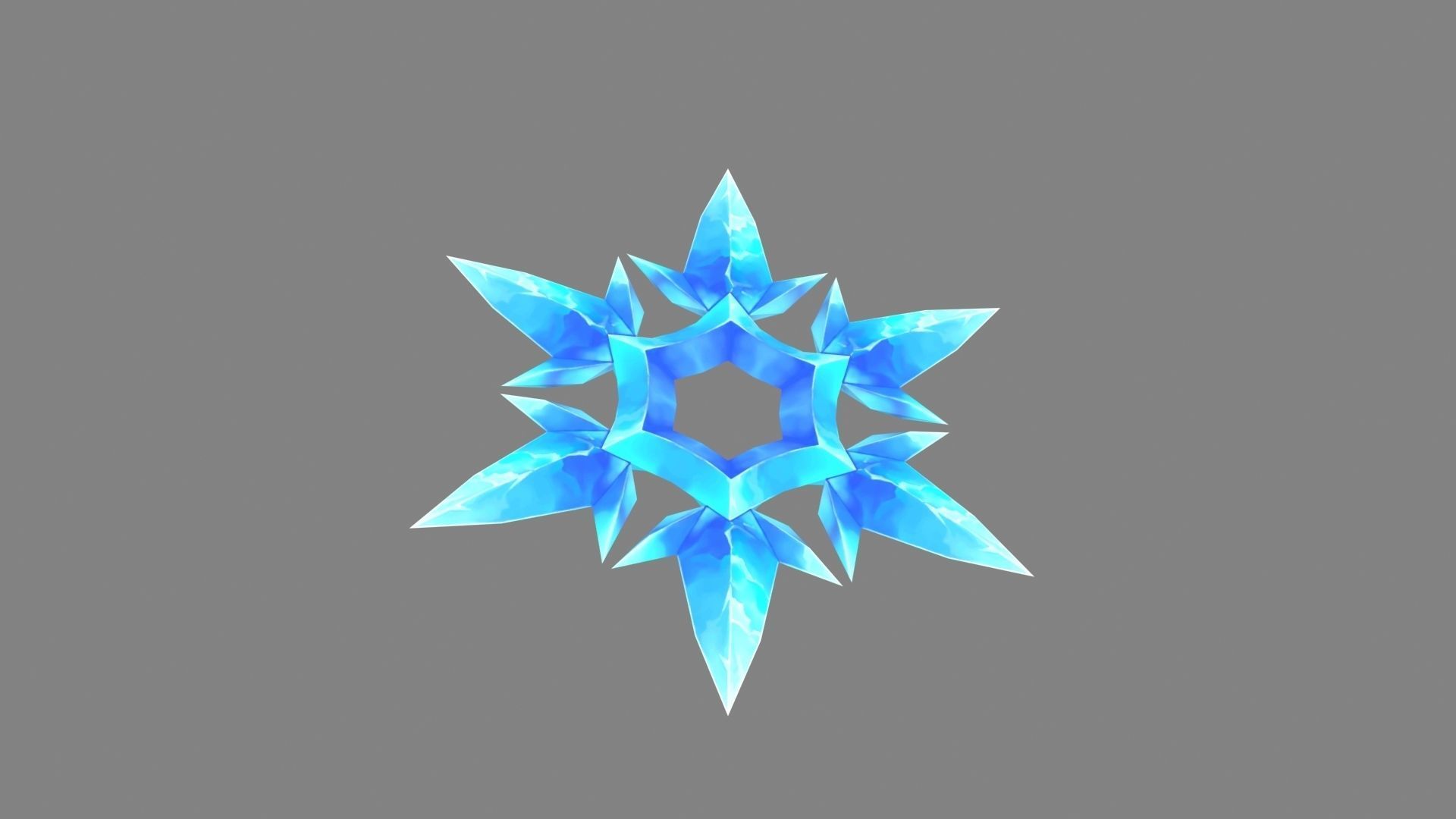 Cartoon snowflake icon Low-poly 3D model_2