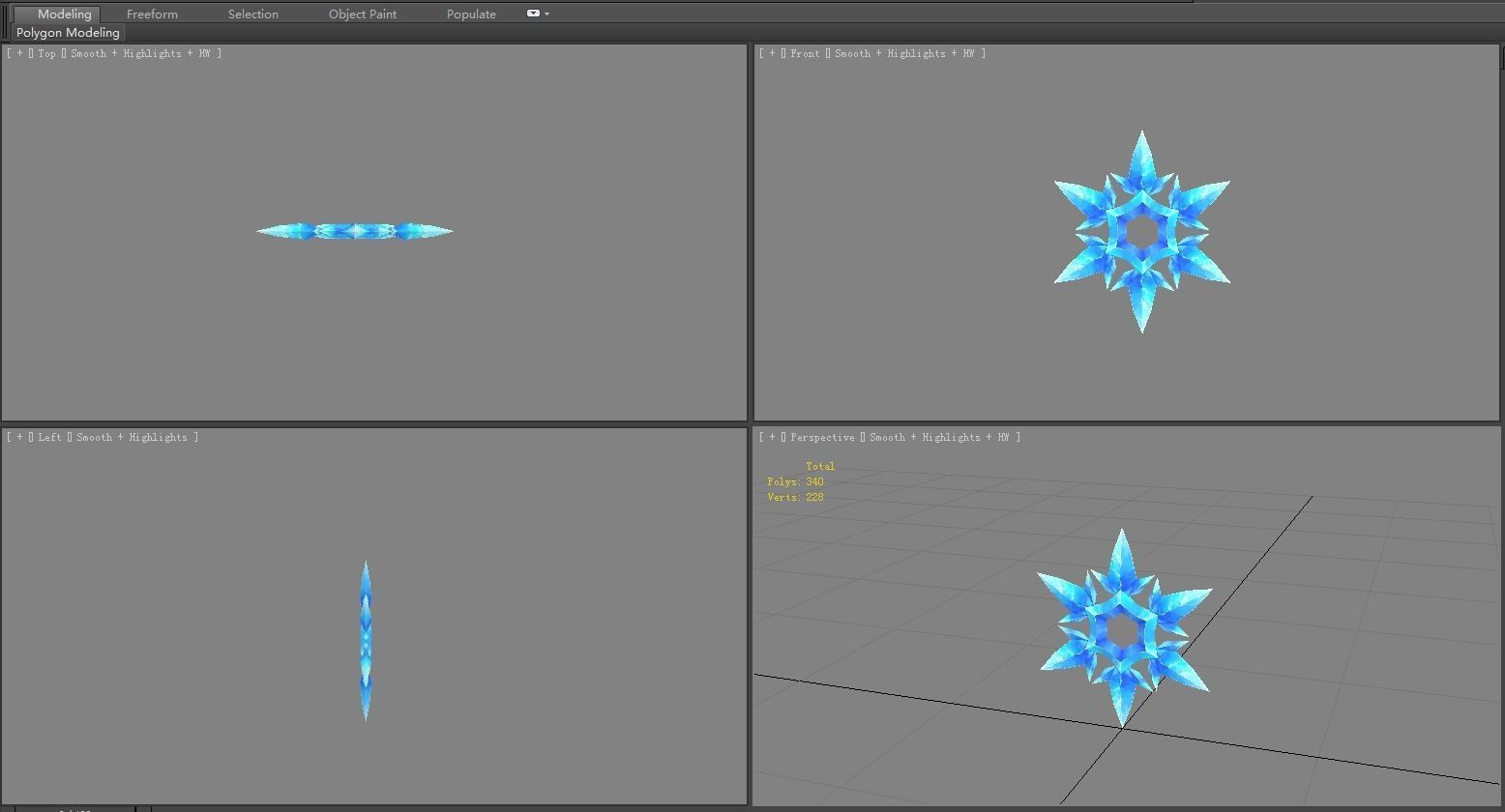 Cartoon snowflake icon Low-poly 3D model_3
