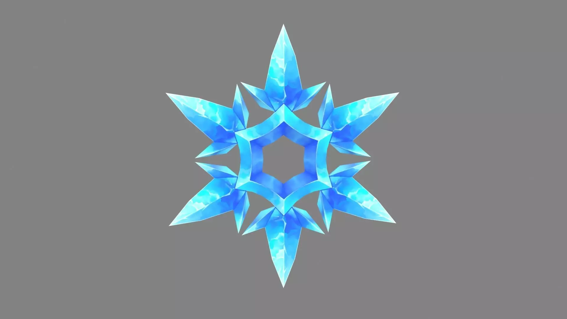 Cartoon snowflake icon Low-poly 3D model_0