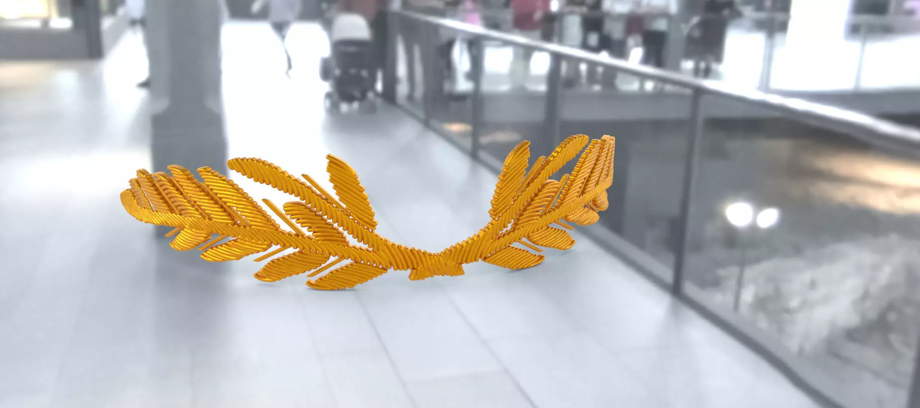 embroidery golden laurel crown in airport Free 3D print model