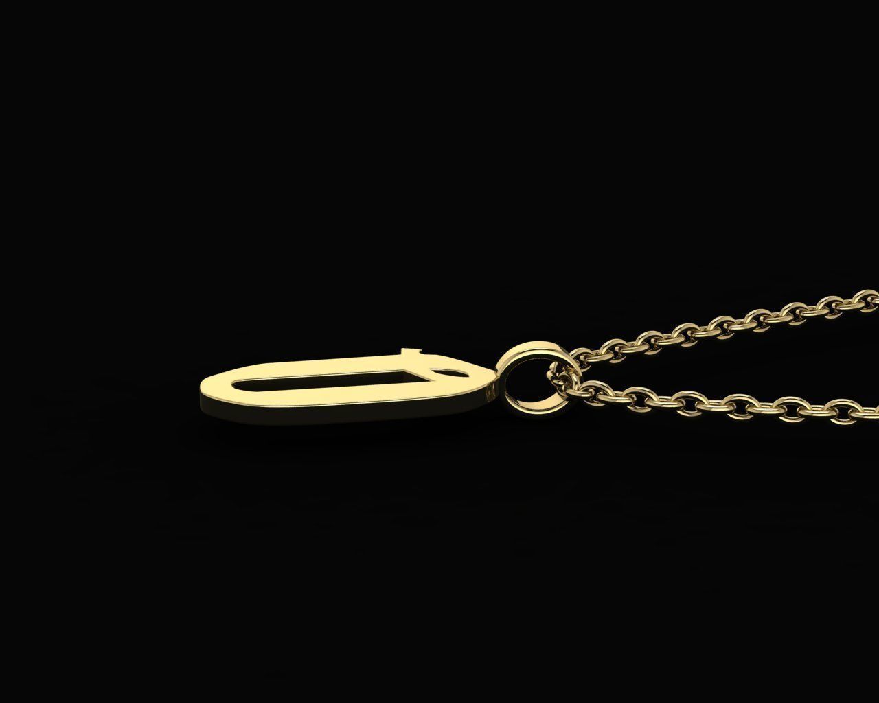 letter O key ring 3D print model_1